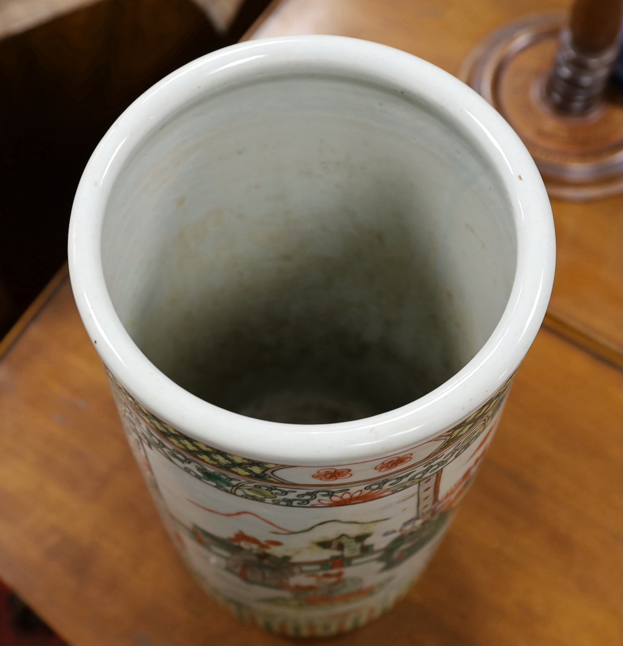 A Chinese famille verte stick stand, 44cm